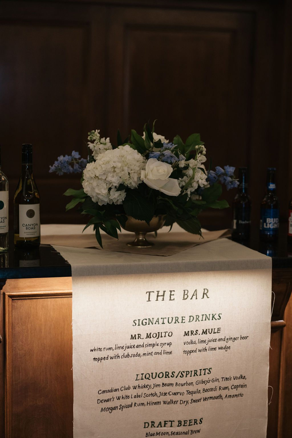mcpherson blue white wedding centerpieces