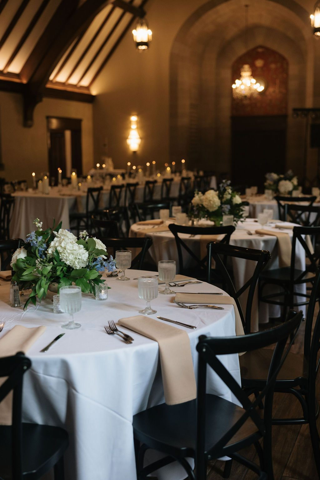 mcpherson white blue wedding flowers